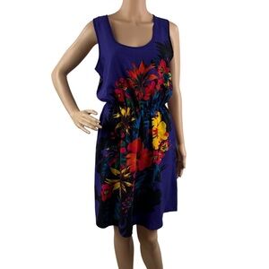 Maurices Tropical Floral Print Dress Purple Sleeveless Summer Dress Size S